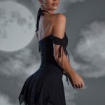Lace Up Halter Neck Mini Dress in Black - Image 3