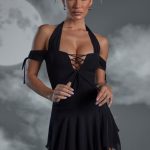 Lace Up Halter Neck Mini Dress in Black - Image 5