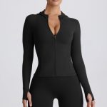 Soft Active Hooded Mid-Layer Jacket in Black
