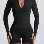 Soft Active Hooded Mid-Layer Jacket in Black - Image 6