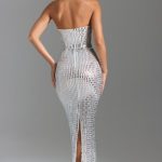 Embellished Bandeau Maxi Dress in White - Image 3