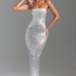 Embellished Bandeau Maxi Dress in White - Image 7