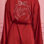 Embellished Wrap-Over Robe in Ruby Red - Image 2