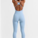 Open Back Full Length Unitard in Ice Blue - Image 2