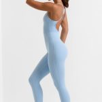Open Back Full Length Unitard in Ice Blue - Image 3