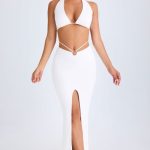 Hardware-Detail Mid-Rise Maxi Skirt in White
