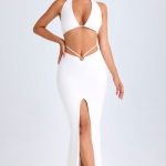 Hardware-Detail Mid-Rise Maxi Skirt in White - Image 4