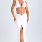 Hardware-Detail Mid-Rise Maxi Skirt in White - Image 6