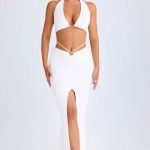 Hardware-Detail Mid-Rise Maxi Skirt in White - Image 7