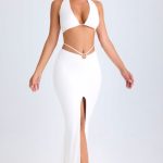 Hardware-Detail Mid-Rise Maxi Skirt in White - Image 8