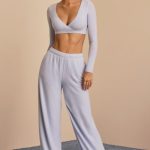Brushed Jersey Wrap Crop Top in Soft Blue - Image 6
