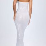 Embellished Cut-Out Bandeau Maxi Dress in White - Image 2