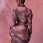 High Neck Long Sleeve Mesh Bodysuit in Blush - Image 2