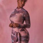 High Neck Long Sleeve Mesh Bodysuit in Blush - Image 3