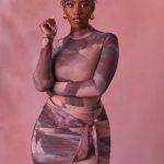 High Neck Long Sleeve Mesh Bodysuit in Blush - Image 4