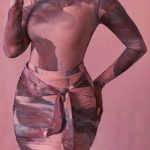 High Neck Long Sleeve Mesh Bodysuit in Blush - Image 5