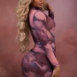 High Neck Long Sleeve Mesh Bodysuit in Blush - Image 8