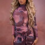 High Neck Long Sleeve Mesh Bodysuit in Blush - Image 9