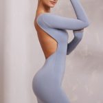 Long Sleeve Backless Mini Dress in Blue - Image 5