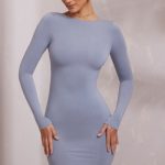 Long Sleeve Backless Mini Dress in Blue - Image 7
