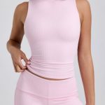 Ribbed Modal Mid-Rise Foldover Shorts in Blossom Pink - Image 4