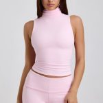 Ribbed Modal Mid-Rise Foldover Shorts in Blossom Pink - Image 6