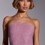 Embellished Strapless Crop Top in Light Pink - Image 5