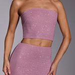 Embellished Strapless Crop Top in Light Pink - Image 7