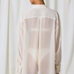 Pearl-Detail Oversized Shirt in Pearl White - Image 2