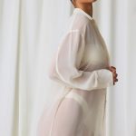 Pearl-Detail Oversized Shirt in Pearl White - Image 3
