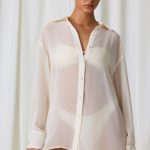Pearl-Detail Oversized Shirt in Pearl White - Image 6