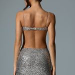 Embellished Cut-Out Mini Dress in Silver - Image 2