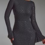 Embellished Open-Back A-Line Mini Dress in Black - Image 4