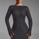 Embellished Open-Back A-Line Mini Dress in Black - Image 5