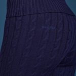 Cable-Knit Flared Trousers in Navy - Image 4