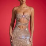 Embellished Cut-Out Mini Dress in Almond - Image 7