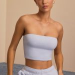 Brushed Jersey Bandeau Top in Soft Blue