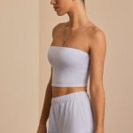 Brushed Jersey Bandeau Top in Soft Blue - Image 3