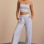 Brushed Jersey Bandeau Top in Soft Blue - Image 6