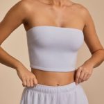 Brushed Jersey Bandeau Top in Soft Blue - Image 7