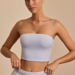 Brushed Jersey Bandeau Top in Soft Blue - Image 8