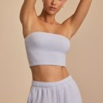 Brushed Jersey Bandeau Top in Soft Blue - Image 10