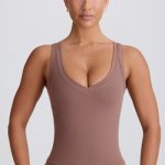 Soft Active V-Neck Tank Top in Mocha