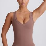 Soft Active V-Neck Tank Top in Mocha - Image 6