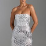 Embellished Bandeau Mini Dress in White - Image 8