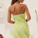 Bandeau Ruffle Detail Mini Dress in Lime Green - Image 2
