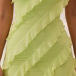 Bandeau Ruffle Detail Mini Dress in Lime Green - Image 5