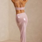Sheer Sequin One Shoulder Cut Out Maxi Dress in Lilac - Image 2