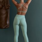 High Waist Wrap Over Leggings in Sage - Image 2