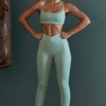 High Waist Wrap Over Leggings in Sage - Image 5